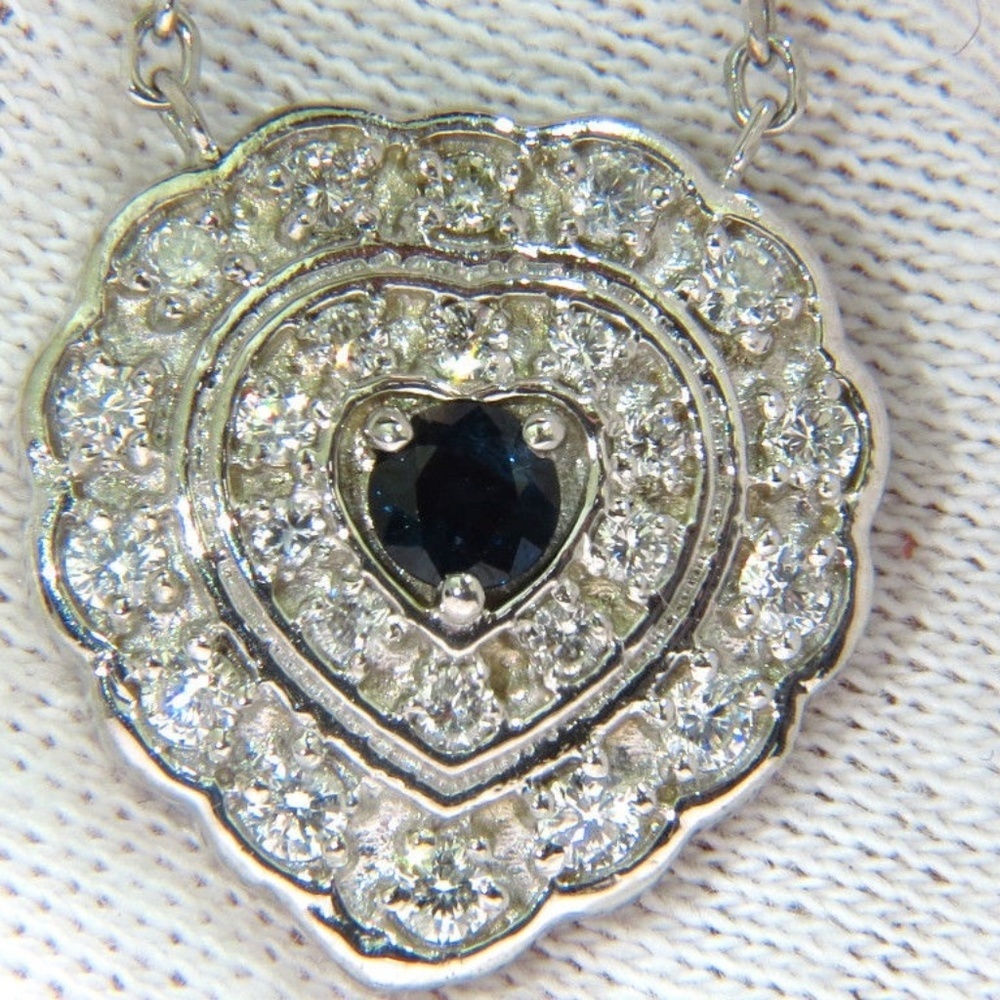 1.25CT NATURAL SAPPHIRE DIAMOND CLUSTER NECKLACE*